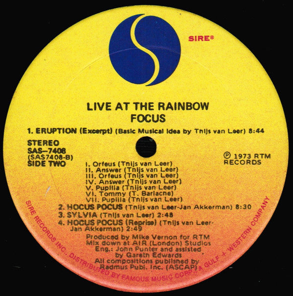 Focus (2) : Live At The Rainbow (LP,Album)