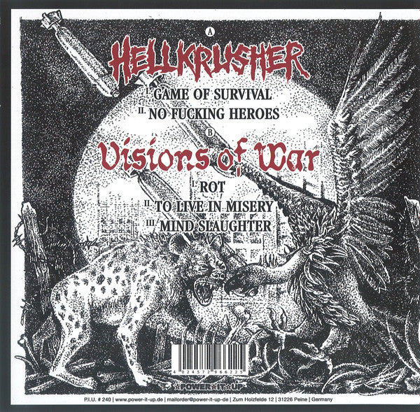 Hellkrusher / Visions Of War : Hellkrusher / Visions Of War (7",33 ⅓ RPM,EP,Limited Edition,Numbered)