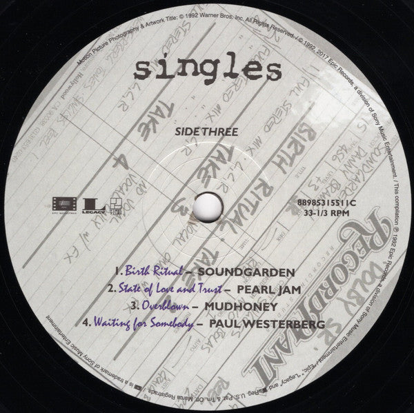 Various : Singles - Original Motion Picture Soundtrack (LP,Compilation,Reissue)