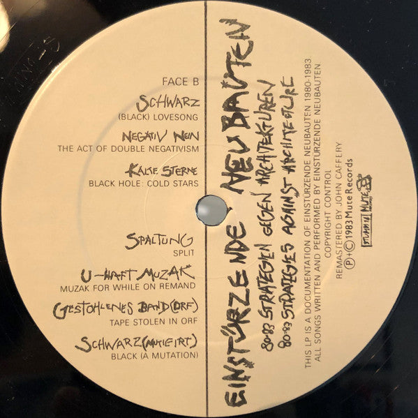 Einstürzende Neubauten : 80-83 Strategien Gegen Architekturen (LP,Compilation)