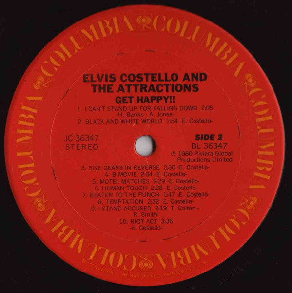 Elvis Costello & The Attractions : Get Happy!! (LP,Album,Stereo)