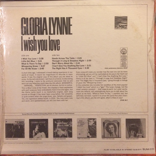 Gloria Lynne : I Wish You Love (LP,Compilation,Mono)