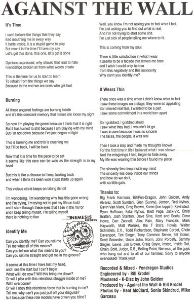 Against The Wall : Identify Me (7",45 RPM)