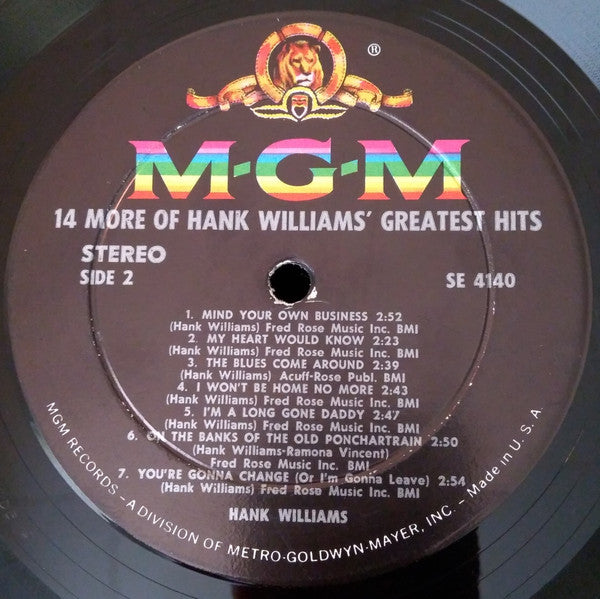 Hank Williams : 14 More Of Hank Williams' Greatest Hits Vol. III (LP,Compilation,Stereo)