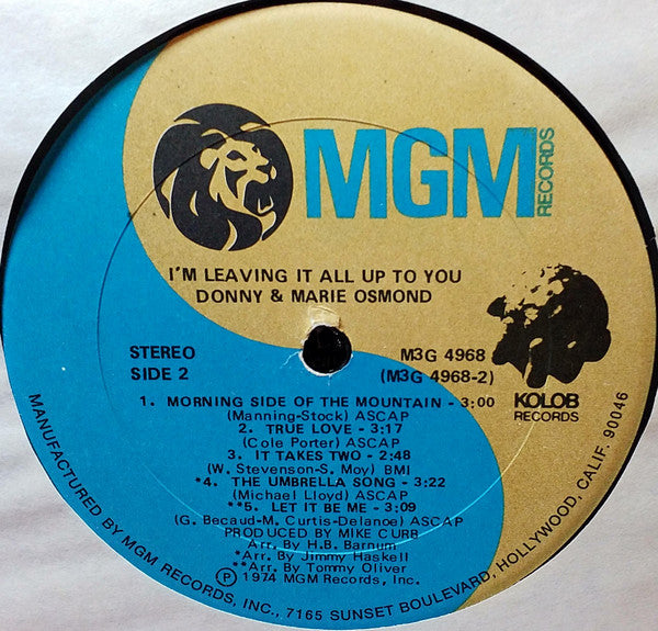 Donny & Marie Osmond : I'm Leaving It All Up To You (LP,Album,Stereo)