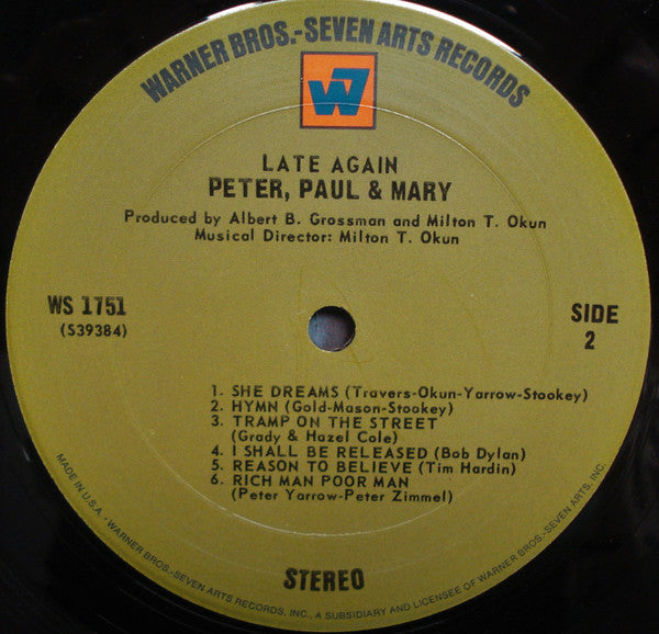 Peter, Paul & Mary : Late Again (LP,Album)