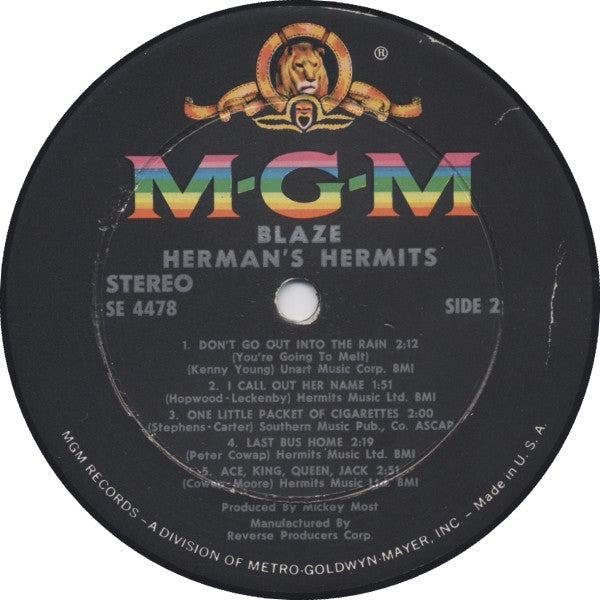 Herman's Hermits : Blaze (LP,Album,Stereo)