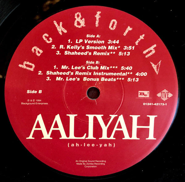 Aaliyah : Back & Forth (12",33 ⅓ RPM)