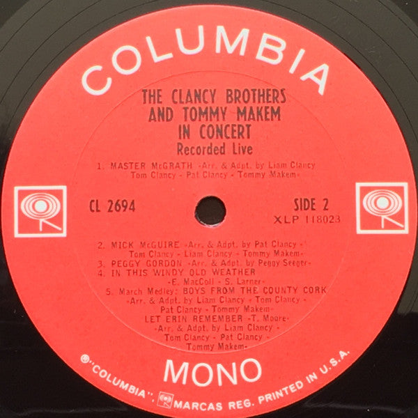 Clancy Brothers & Tommy Makem, The : In Concert (LP,Mono)
