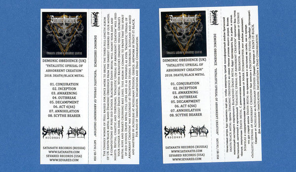 Demonic Obedience : Fatalistic Uprisal Of Abhorrent Creation (Album,Limited Edition)