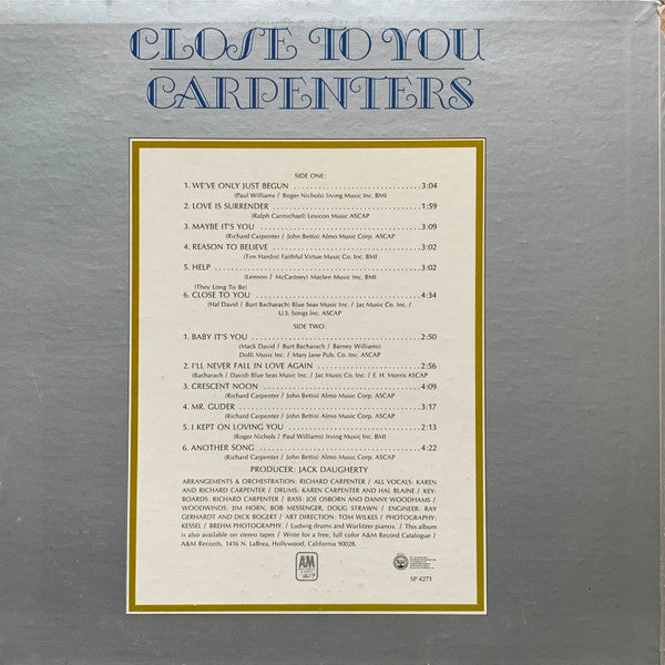 Carpenters : Close To You (LP,Album,Stereo)