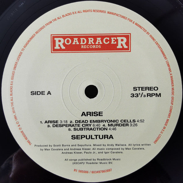 Sepultura : Arise (LP,Album,Reissue,Remastered)