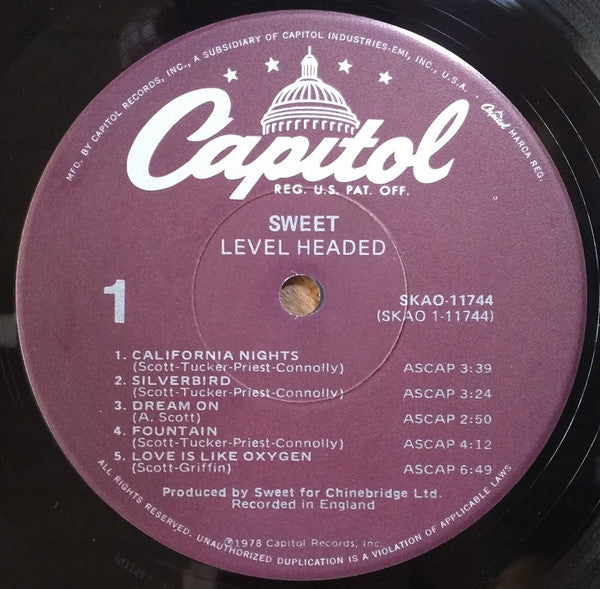 Sweet, The : Level Headed (LP,Album)
