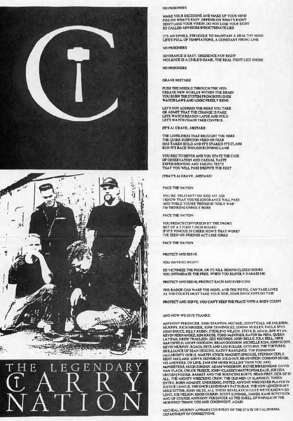 Carry Nation : Face The Nation 1985 • 1989 (7",33 ⅓ RPM)