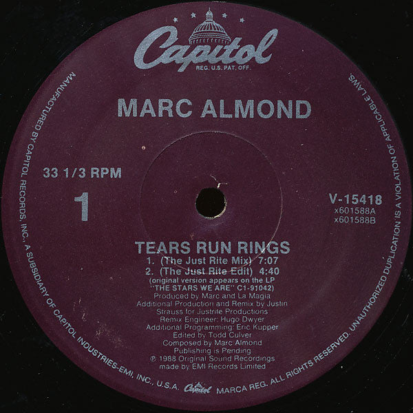 Marc Almond : Tears Run Rings (12",33 ⅓ RPM)