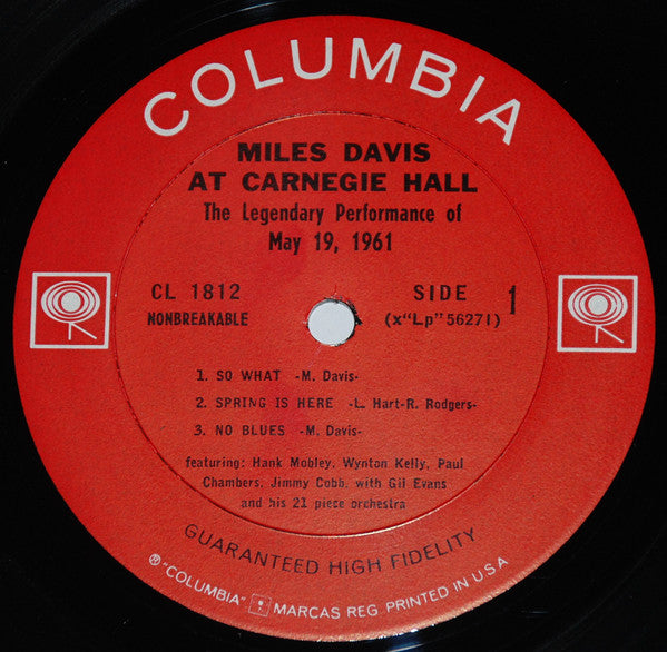 Miles Davis : Miles Davis At Carnegie Hall (LP,Album,Repress,Mono)