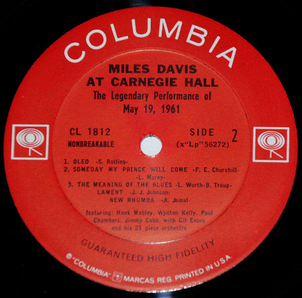 Miles Davis : Miles Davis At Carnegie Hall (LP,Album,Repress,Mono)