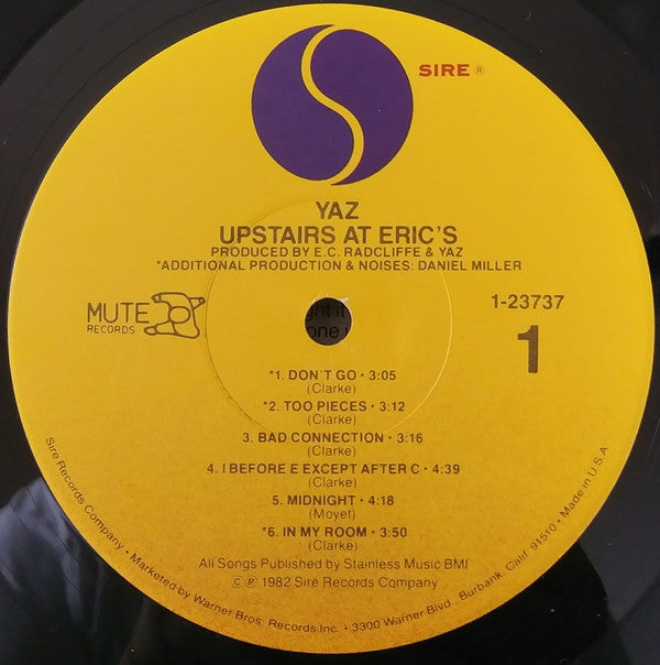 Yazoo : Upstairs At Eric's (LP,Album)