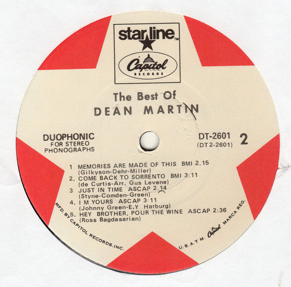 Dean Martin : The Best Of Dean Martin (LP,Compilation,Reissue,Stereo)