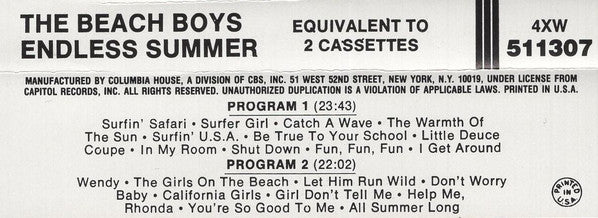 Beach Boys, The : Endless Summer (Compilation,Club Edition,Stereo)