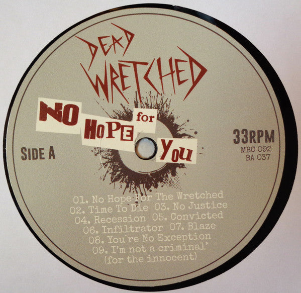 Dead Wretched : No Hope For You (LP,Compilation,Limited Edition)