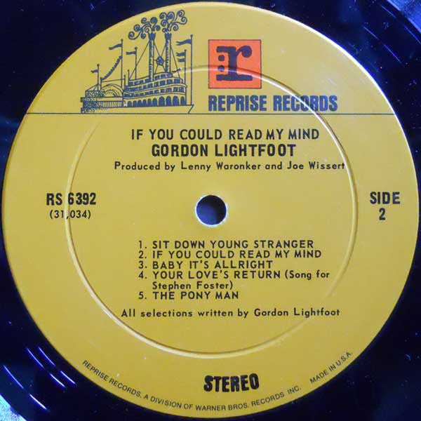 Gordon Lightfoot : If You Could Read My Mind (LP,Album,Reissue)
