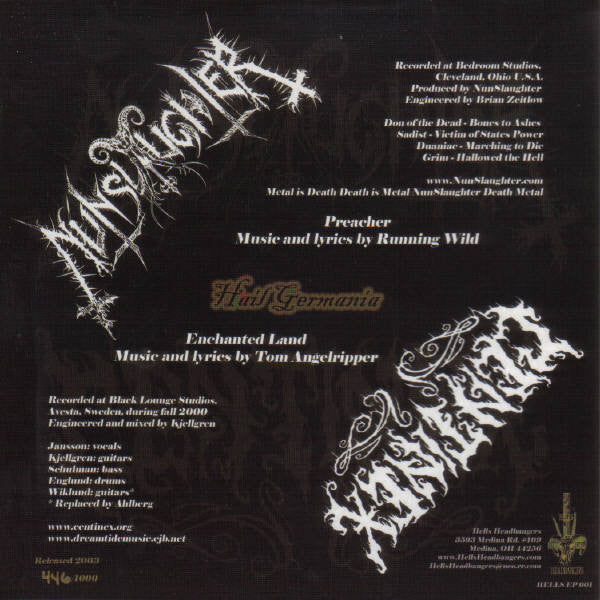 NunSlaughter / Centinex : Hail Germania (7",45 RPM,EP,Limited Edition,Numbered)