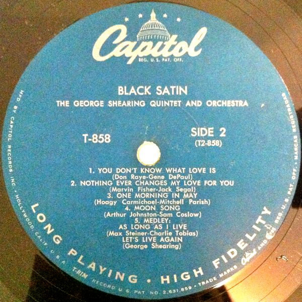 George Shearing Quintet, The : Black Satin (LP,Album,Mono)
