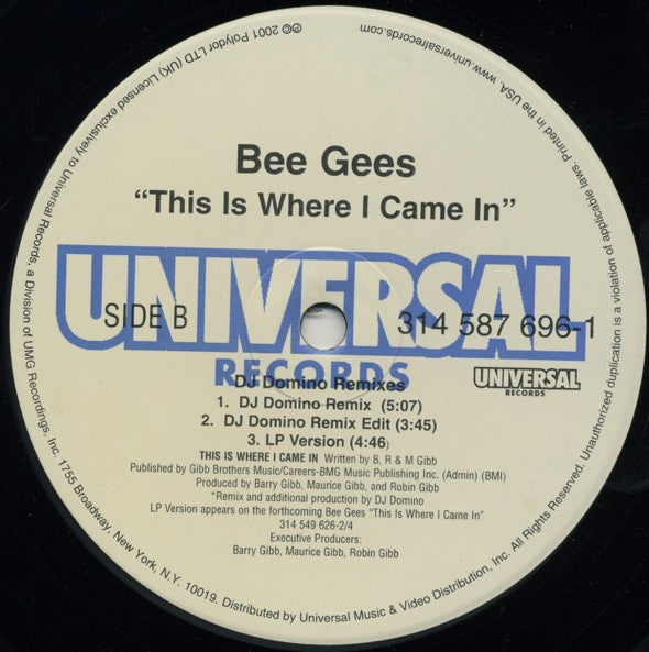 Bee Gees : This Is Where I Came In (DJ Domino Remixes) (12",Single)