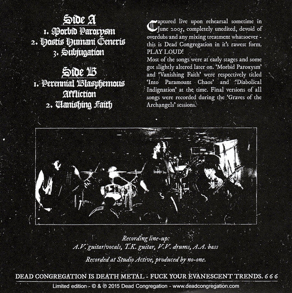 Dead Congregation : Rehearsal June 2005 (7",33 ⅓ RPM,Repress)