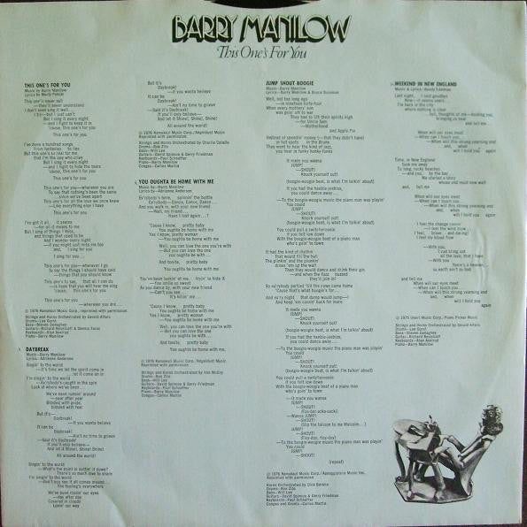Barry Manilow : This One's For You (LP,Album)