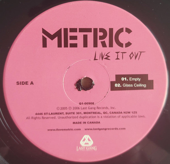Metric : Live It Out (LP,Album,Reissue)