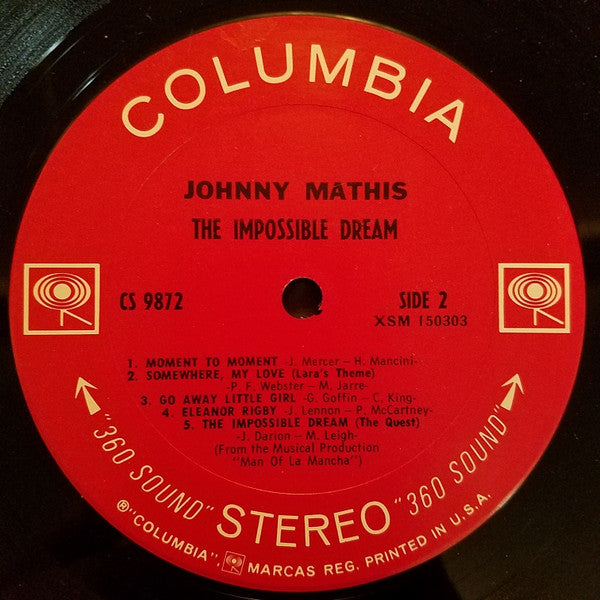 Johnny Mathis : The Impossible Dream (LP,Album,Stereo)