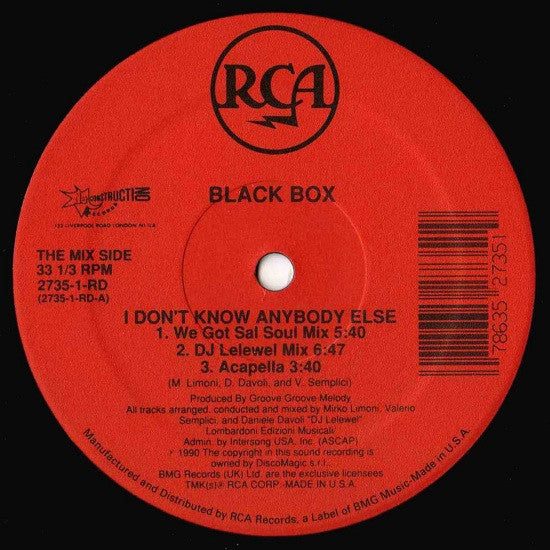 Black Box : I Don't Know Anybody Else (12",33 ⅓ RPM)