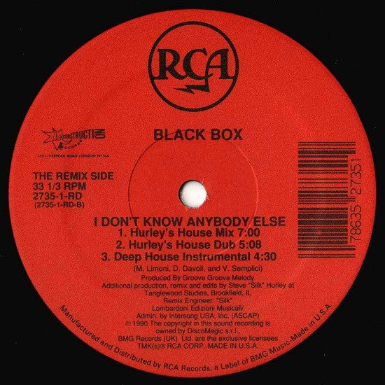 Black Box : I Don't Know Anybody Else (12",33 ⅓ RPM)