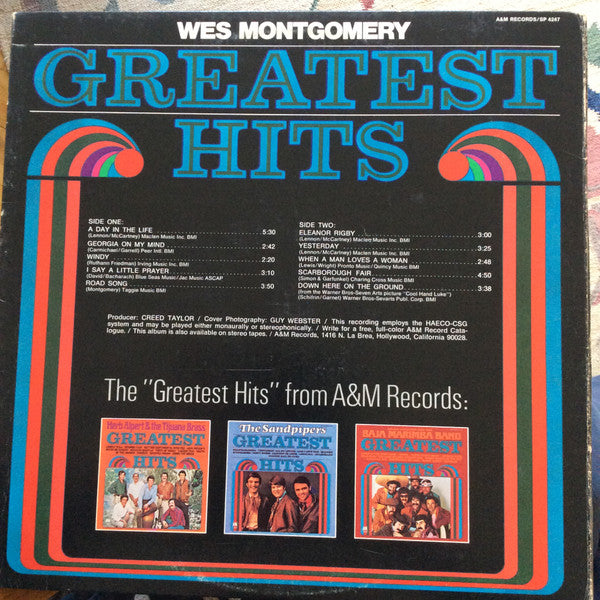 Wes Montgomery : Greatest Hits (LP,Compilation,Stereo)