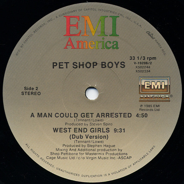 Pet Shop Boys : West End Girls (12",33 ⅓ RPM,Single)