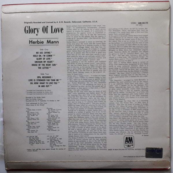 Herbie Mann : Glory Of Love (LP,Album,Stereo)