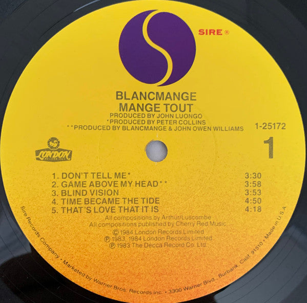 Blancmange : Mange Tout (LP,Album)