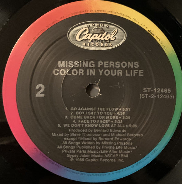 Missing Persons : Color In Your Life (LP,Album,Stereo)