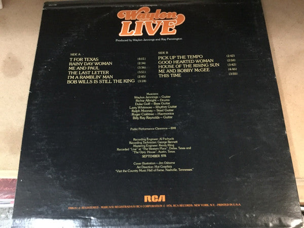 Waylon Jennings : Waylon Live (LP,Album,Stereo)