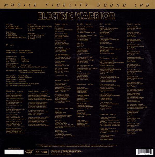 T. Rex : Electric Warrior (12",45 RPM,Album,Numbered,Reissue,Remastered,Special Edition)