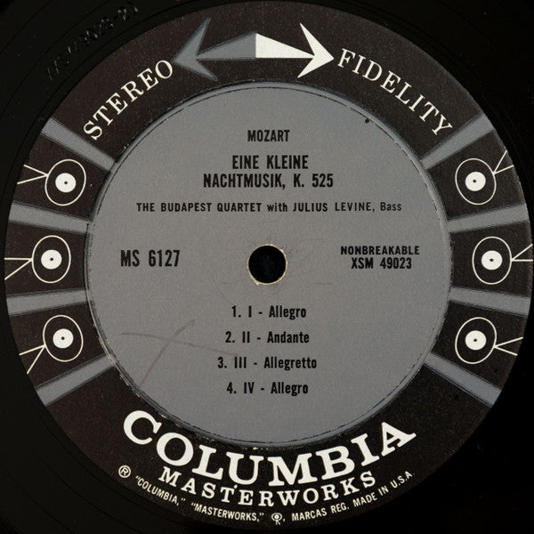 Wolfgang Amadeus Mozart, David Oppenheim, Budapest String Quartet : Clarinet Quintet, K. 581 / Eine Kleine Nachtmusik (LP,Album,Stereo)