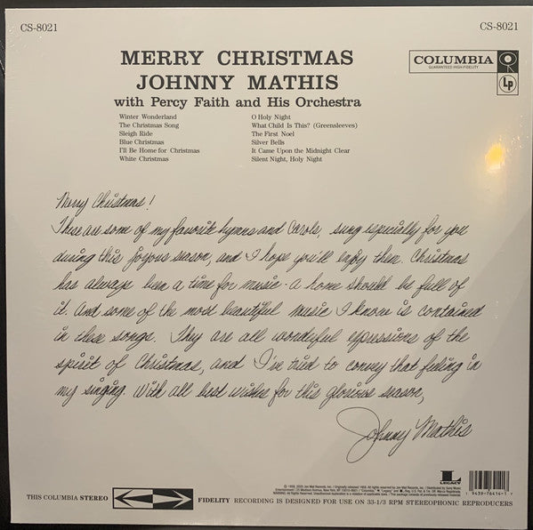 Johnny Mathis : Merry Christmas (LP,Album,Reissue)