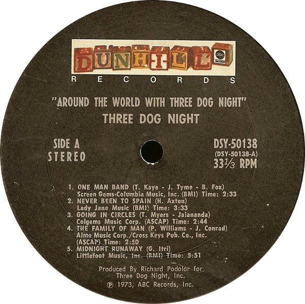 Three Dog Night : Around The World With Three Dog Night (LP,Album,Stereo)
