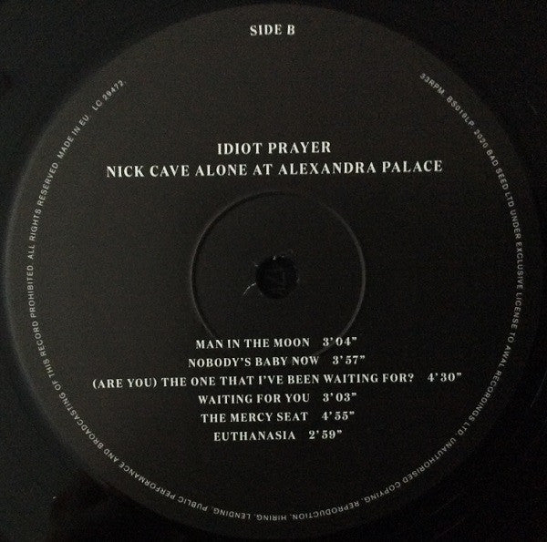 Nick Cave : Idiot Prayer (Nick Cave Alone At Alexandra Palace) (LP,Album,Stereo)