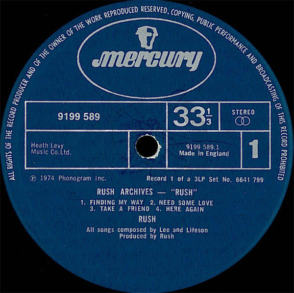 Rush : Archives (LP,Compilation)