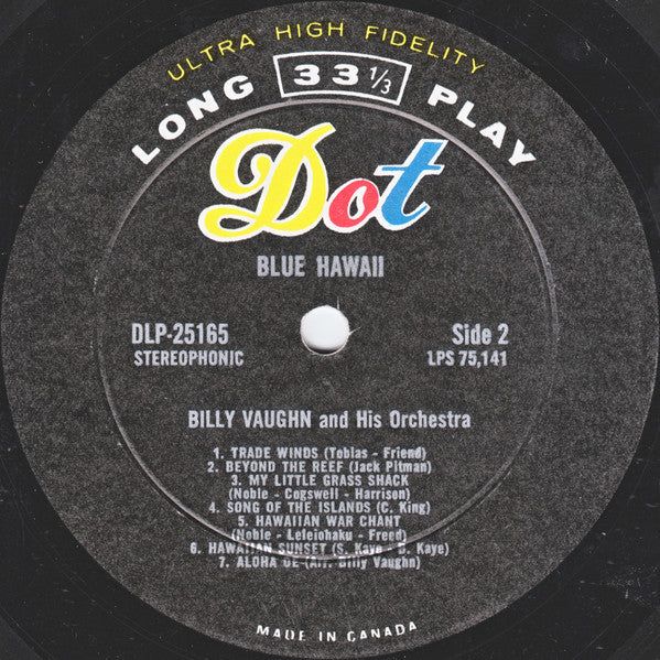 Billy Vaughn And His Orchestra : Blue Hawaii (LP,Album,Stereo)