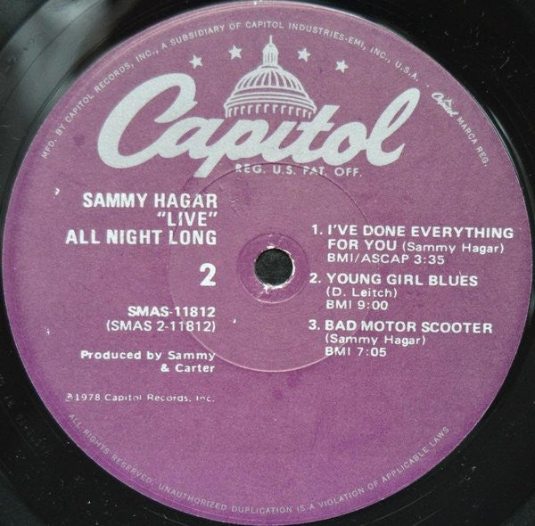 Sammy Hagar : All Night Long (LP,Album)