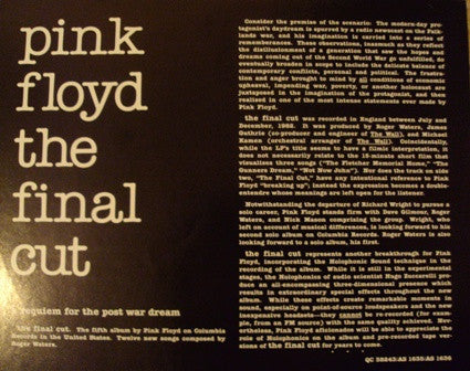 Pink Floyd : Selections From The Final Cut (12",33 ⅓ RPM,Promo,Sampler,Stereo)